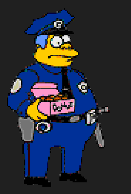 Policjant zjadający pączki